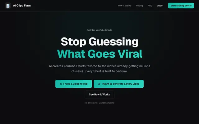Screenshot of AI Clips Farm | Clip Videos and Create AI Shorts