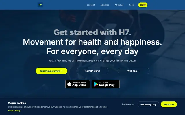 Screenshot of H7active — Pohybová motivační platforma