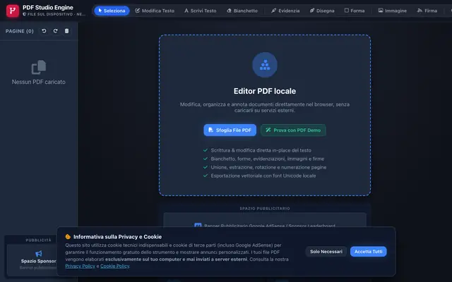 Screenshot of Antigravity PDF Studio - Motore Nativo Oggetti & Engine IA