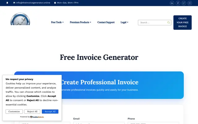 Screenshot of Free Invoice Generator - The Invoice Generator