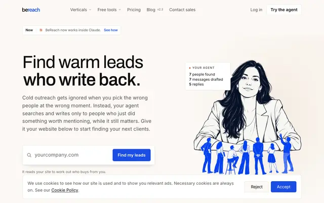 Screenshot of BeReach. The AI agent that does your outreach