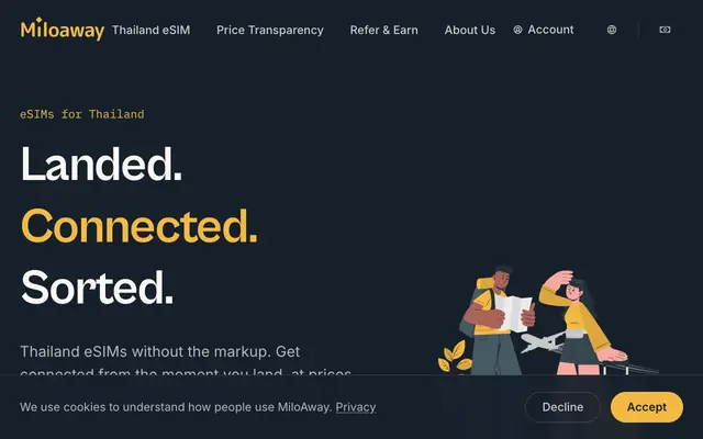Screenshot of eSIMs for Thailand | MiloAway