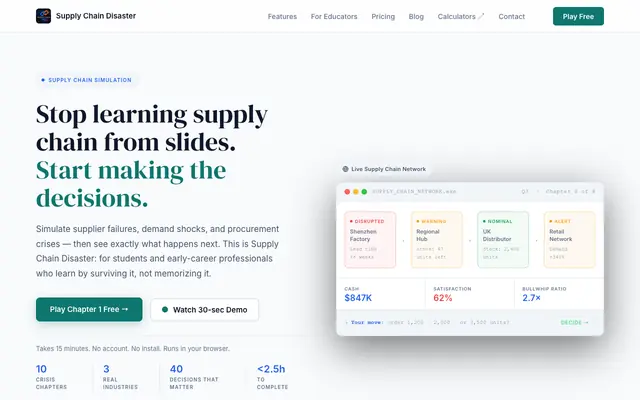 Screenshot of Supply Chain Disaster | Supply Chain Management Simulation Game