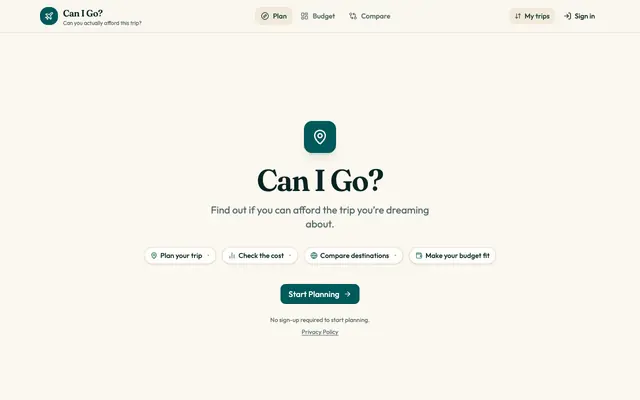 Screenshot of Can I Go? - Travel Budget Planner