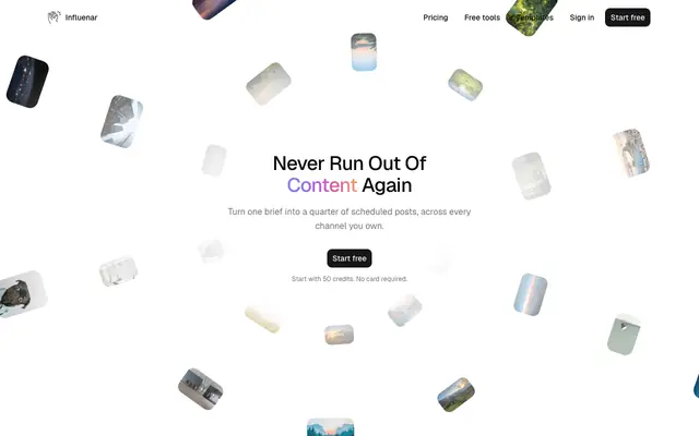 Screenshot of Influenar — plan it once, ship it everywhere