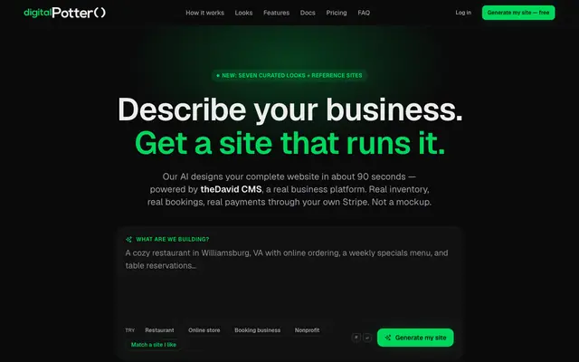 Screenshot of AI Website Builder by Digital Potter — a real business, online
