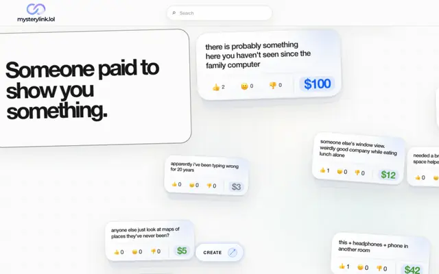 Screenshot of MysteryLink — Someone paid to show you something.
