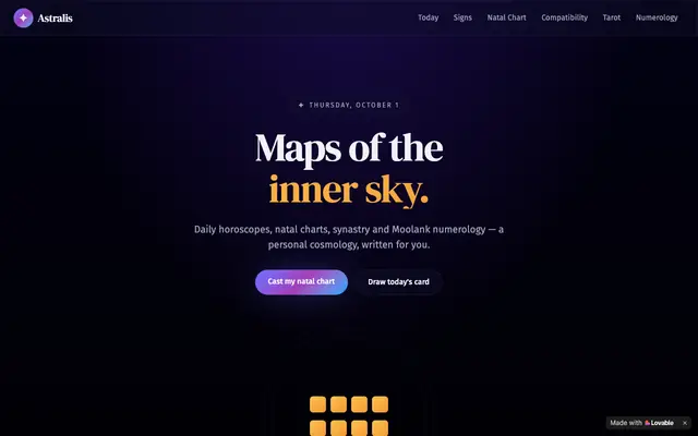 Screenshot of Astralis — Today's Sky, Read for You