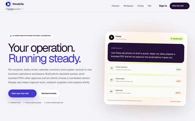 Screenshot of SteadyOp — AI Operations Software for Small Businesses