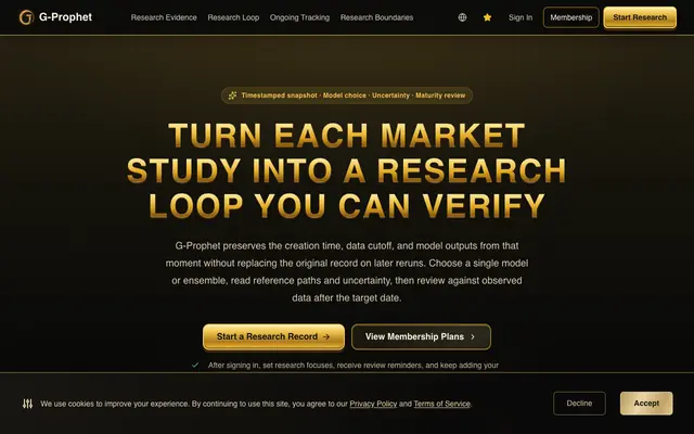 Screenshot of G-Prophet Auditable Multi-Model Research｜Snapshot to Review