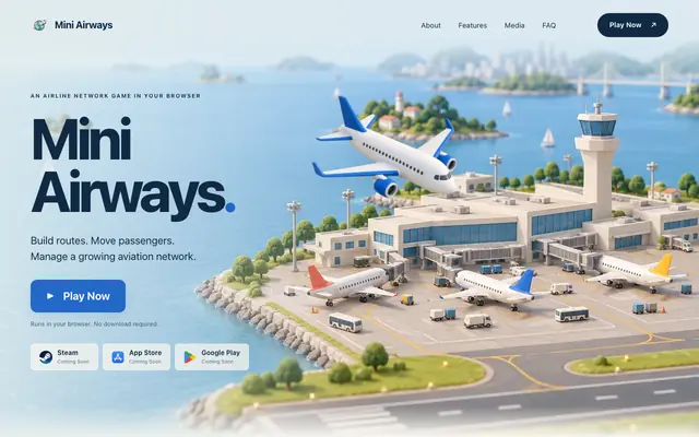 Screenshot of Mini Airways — Browser Aviation Strategy Game