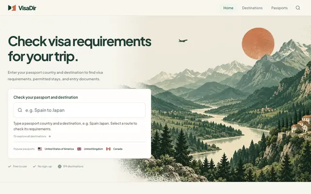 Screenshot of visadir.com