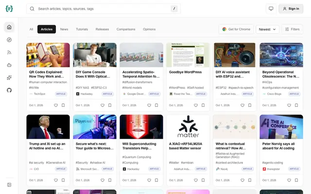 Screenshot of Developer news, tutorials & releases · DevFeed