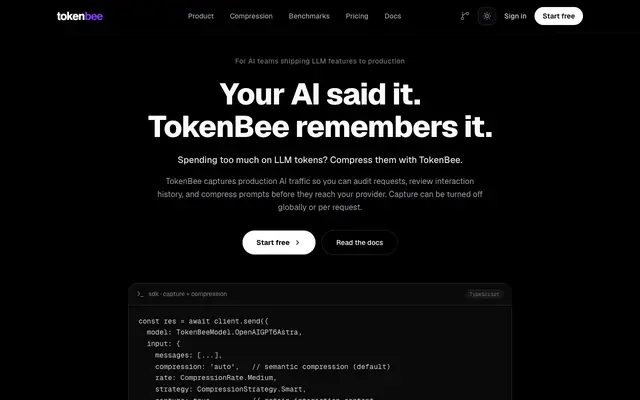 Screenshot of TokenBee — Your AI said it. TokenBee remembers it.