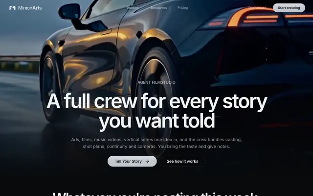Screenshot of MinionArts - AI-Powered Content Creation & Design Platform | MinionArts