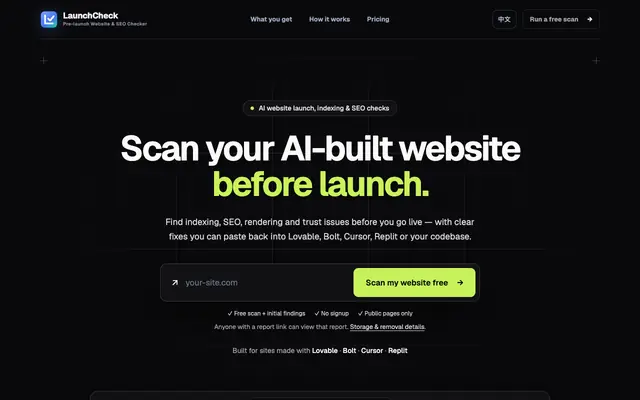 Screenshot of LaunchCheck — Pre-launch Website & SEO Checker
