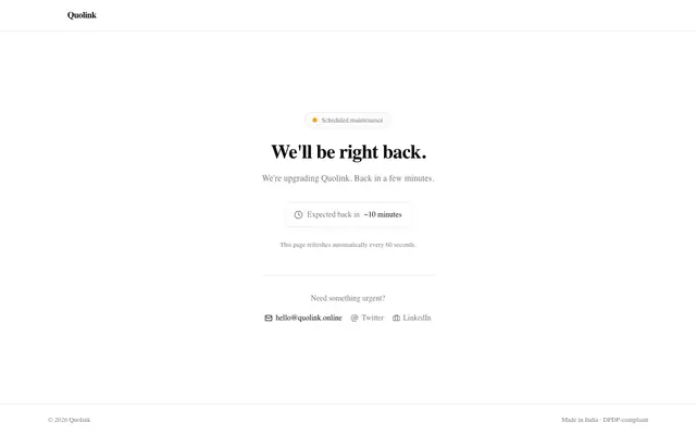 Screenshot of Quolink — Your identity. Always available.