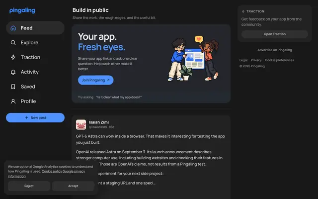 Screenshot of Build in public