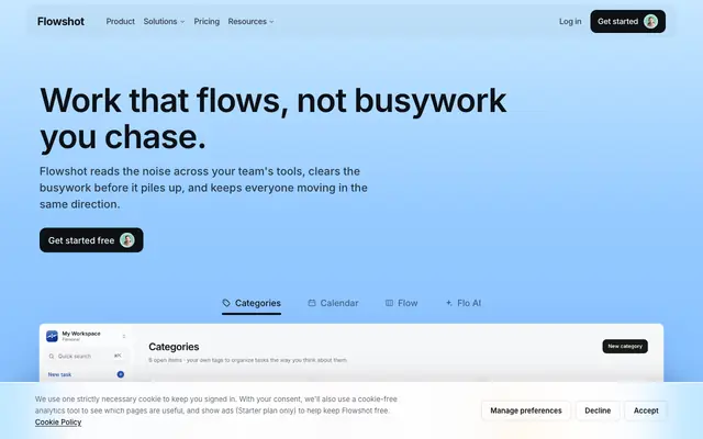 Screenshot of Flowshot — The AI workspace for effortless workflows