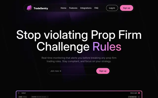 Screenshot of Prop Trading Assistant | Real-Time Compliance Monitoring for Prop Firms