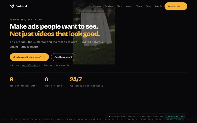 Screenshot of Vulrend — Make ads people want to see