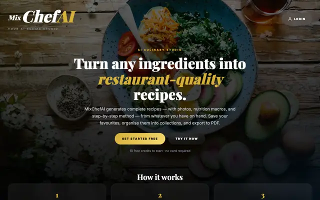 Screenshot of MixChefAI — AI Recipe Studio