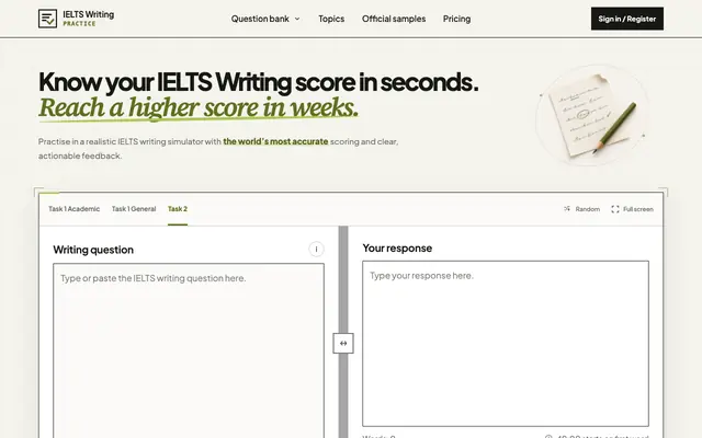 Screenshot of IELTS Writing Practice — Realistic IELTS Simulator