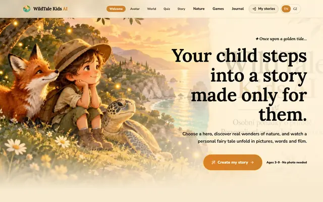 Screenshot of EcoTales AI — Nature Bedtime Stories · Pohádky o přírodě
