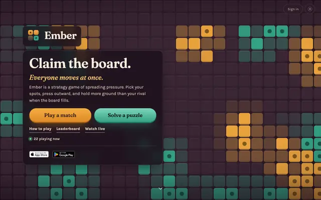 Screenshot of Ember · Claim the board. Everyone moves at once.