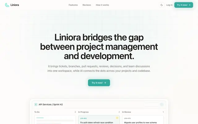 Screenshot of Liniora — AI Engineering Management Platform