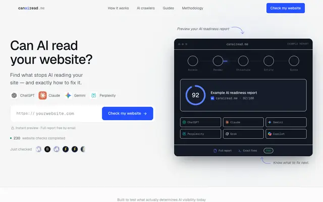 Screenshot of Can AI Read My Website? Free AI Report & Exact Fixes