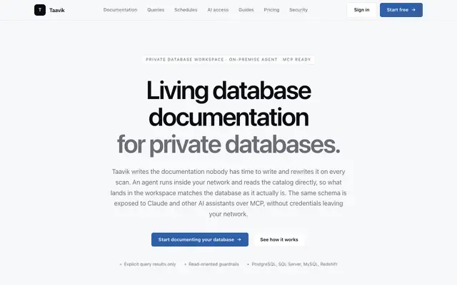 Screenshot of Living database documentation with MCP for AI assistants | Taavik
