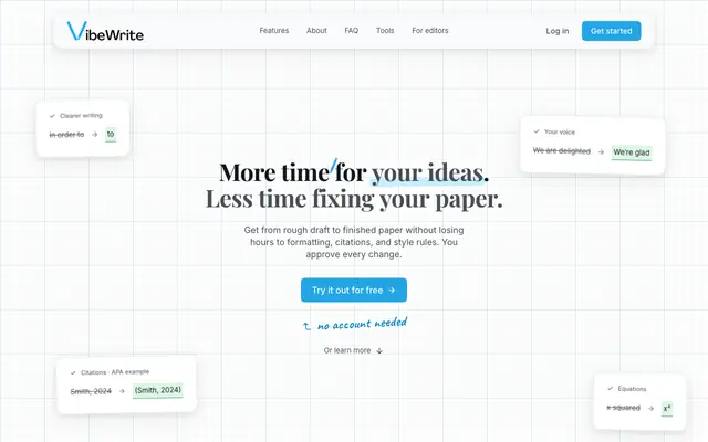 Screenshot of AI Editorial Agent for Technical Writing Teams | VibeWrite