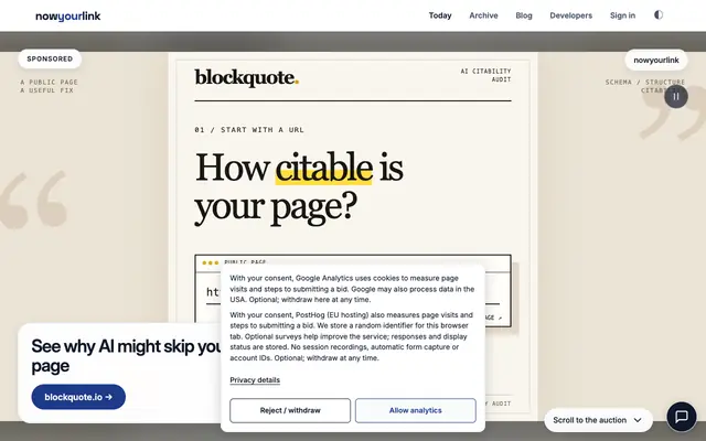 Screenshot of nowyourlink — The Spotlight