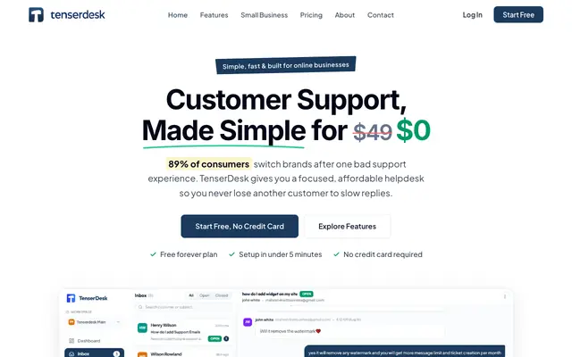 Screenshot of TenserDesk | Affordable Customer Support Software for Small Business