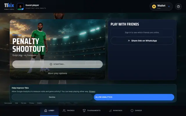 Screenshot of 11kix | Play Football Penalty Shootouts Online