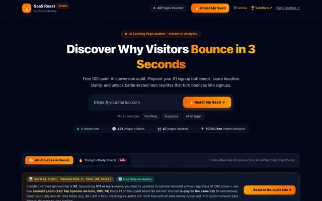 Screenshot of SaaS Roast & CRO Teardown — Why Your Landing Page Fails to Convert
