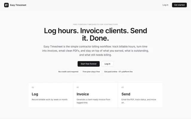 Screenshot of Easy Timesheet — Free Timesheet & Invoice App for Contractors