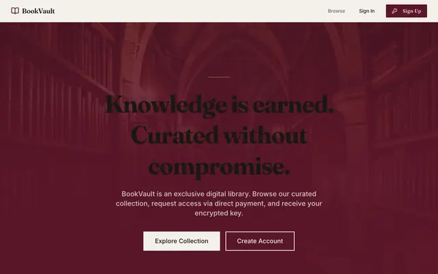Screenshot of BookVault