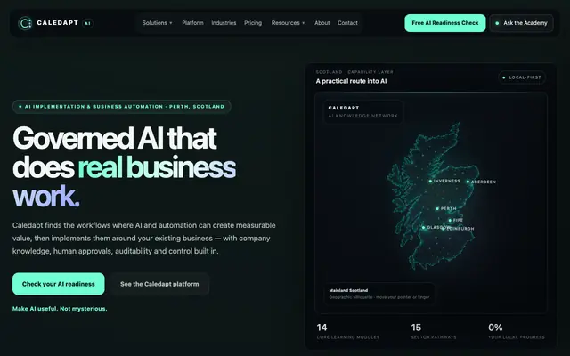 Screenshot of Caledapt | AI Implementation Scotland & Business Automation