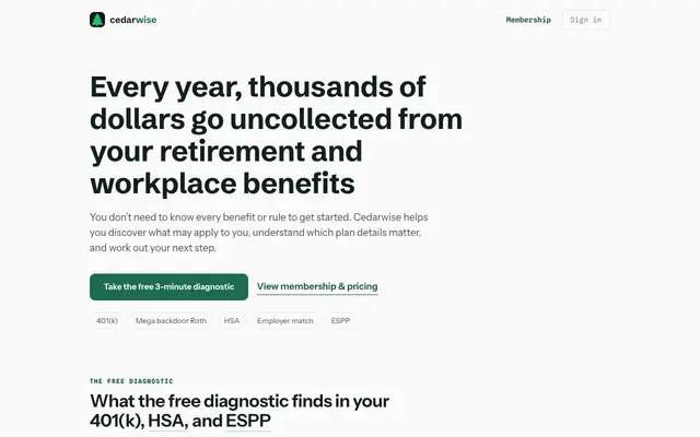 Screenshot of Cedarwise: you’re leaving thousands of dollars on the table each year