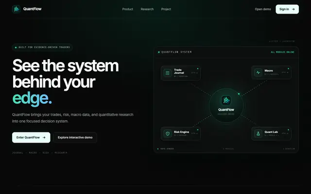 Screenshot of QuantFlow · Quant Research System