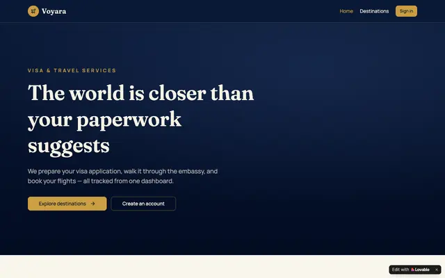 Screenshot of Voyara — Visas & Travel, Handled
