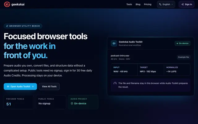 Screenshot of GeeksKai – Free Online Tools and Useful Utilities
