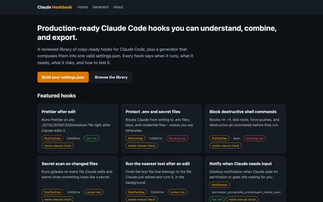 Screenshot of Claude Hookbook