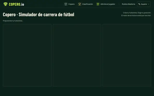 Screenshot of Copero · Simulador de carrera de fútbol gratis