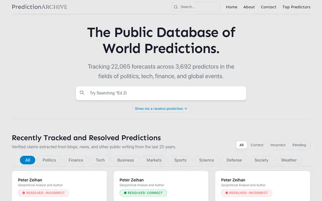 Screenshot of PredictionArchive
