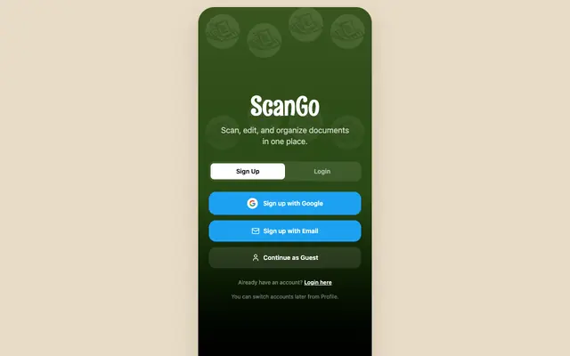 Screenshot of ScanGo