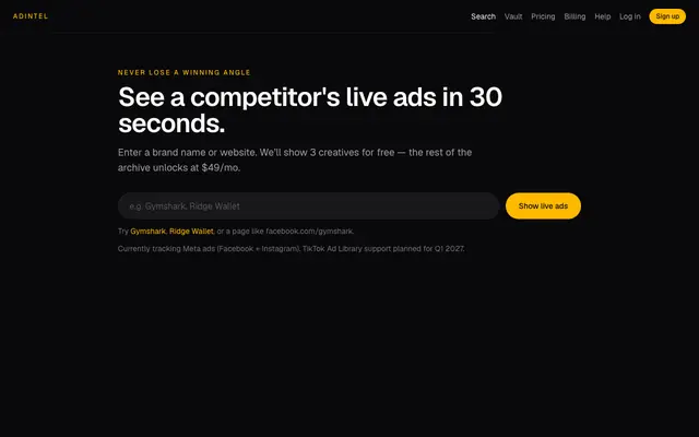 Screenshot of AdIntel