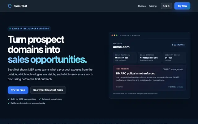 Screenshot of SecuTest — External Attack Surface Assessment